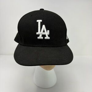 Los Angeles Dodgers New Era 59Fifty Fitted Hat Cap Size 7 1/2 Genuine MLB Black